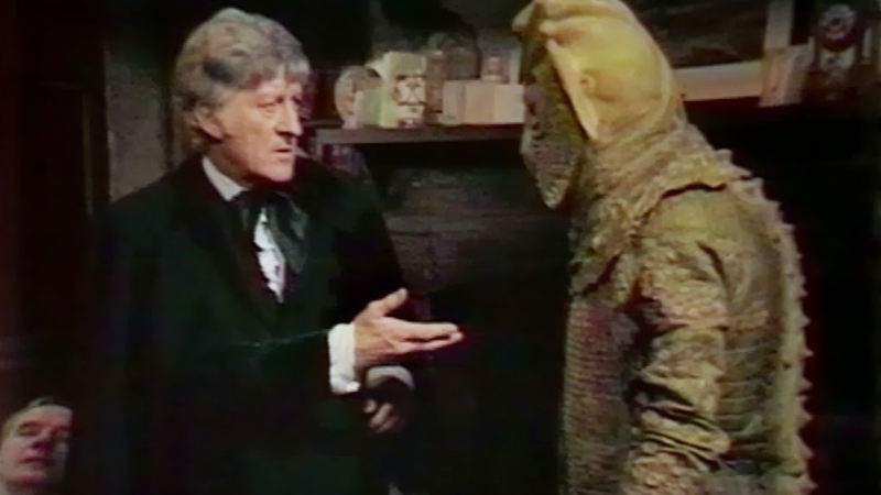 The Doctor meets a Silurian in “The Silurians.”